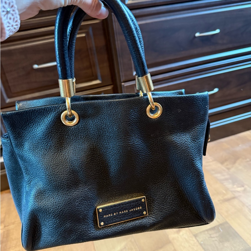 Marc by Marc Jacobs Black Satchel with Gold Accents